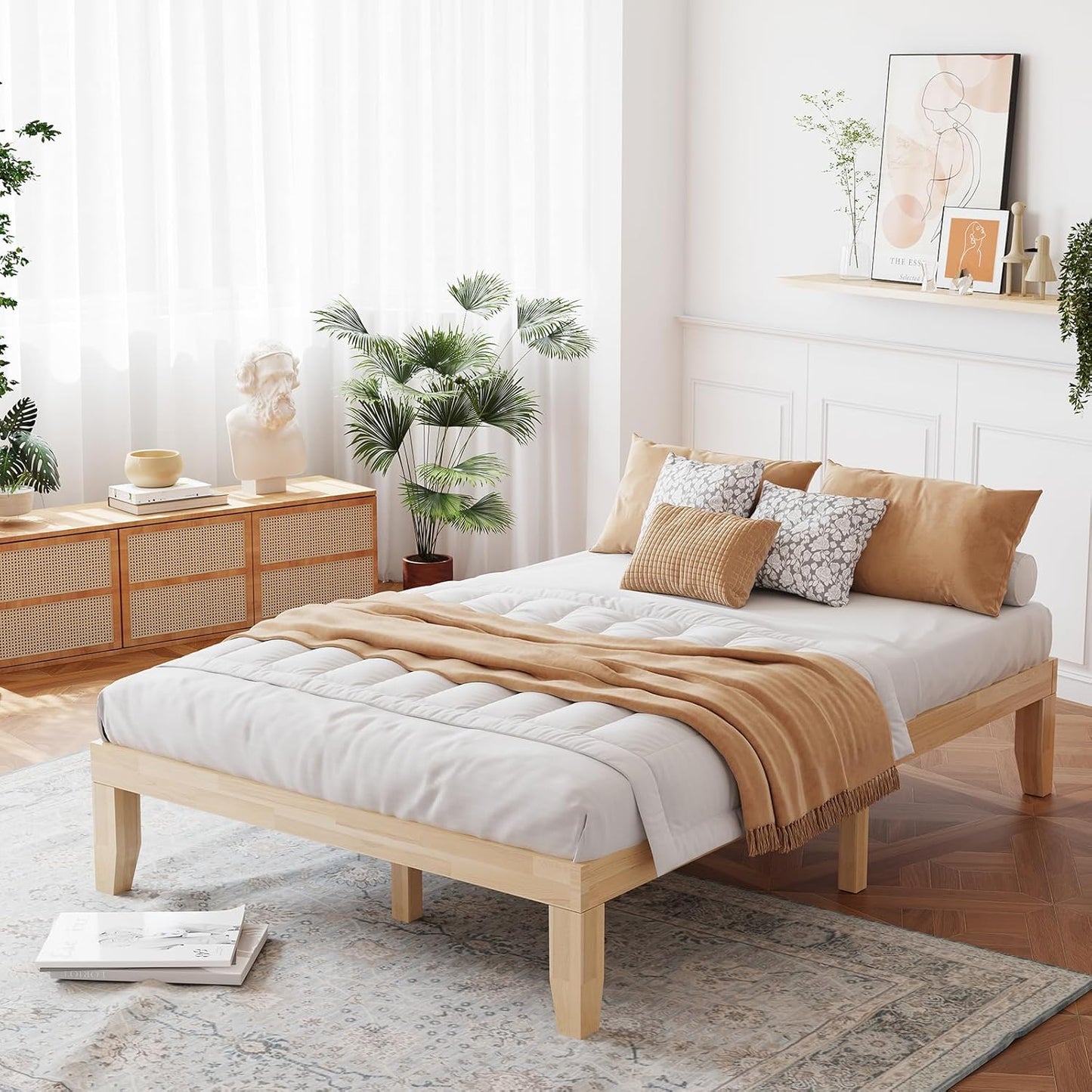 Giantex 14 Inch Full Wood Platform Bed Frame for Minimalist Style