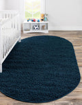 Uber Cozy Solid Shag 3 ft x 5 ft Oval Sapphire Blue Rug - Soft Comfort