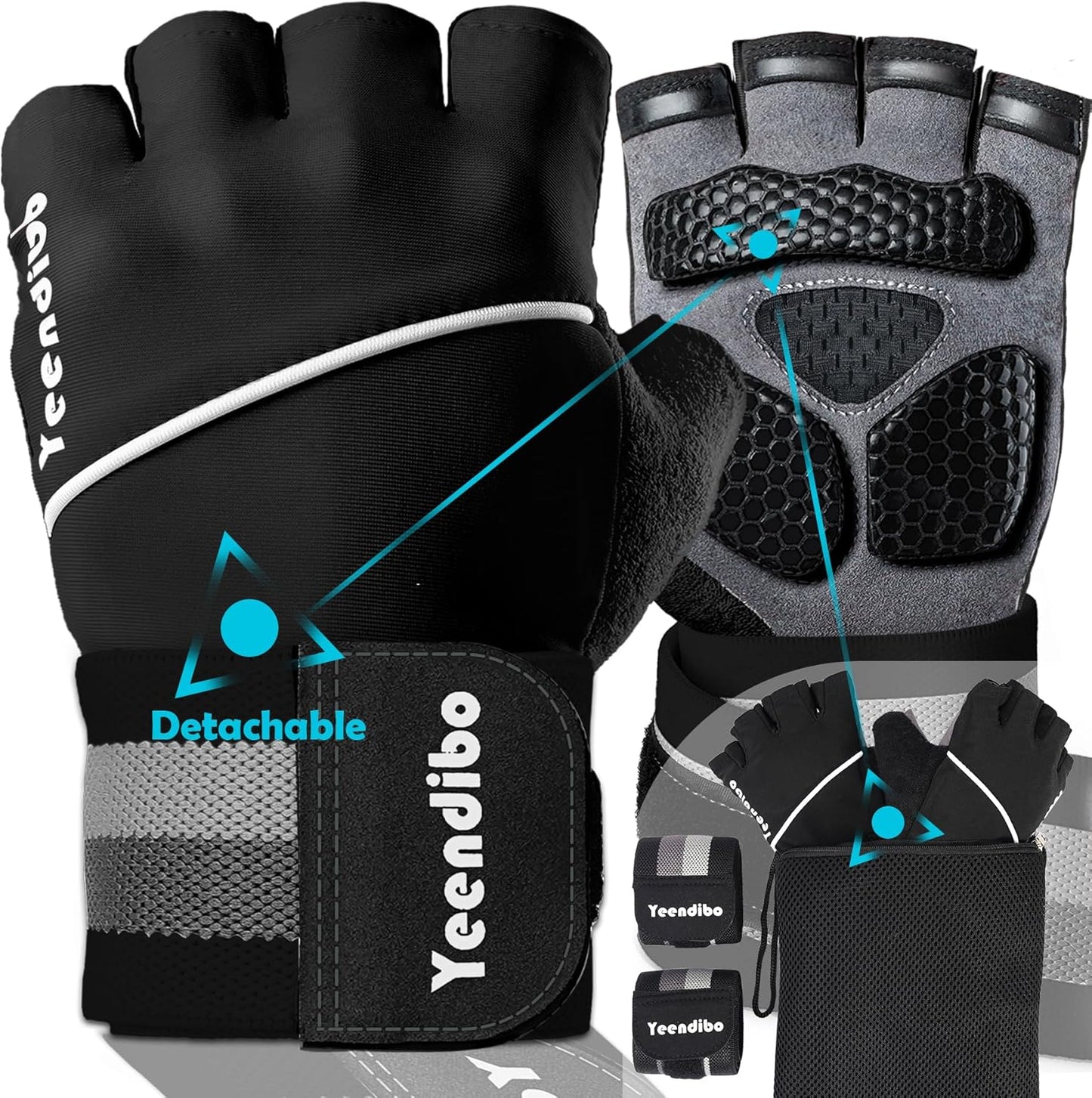 Ultimate Grip Workout Gloves - Full Protection & Detachable Strap