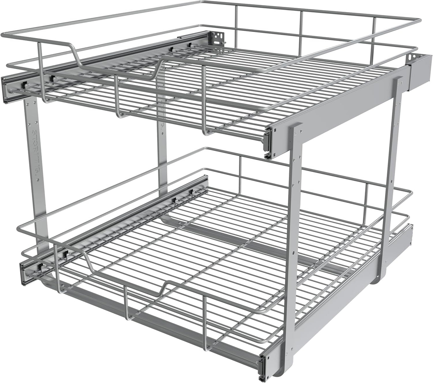 2 Tier Pull Out Cabinet Organizer for Kitchen and Bathroom Use