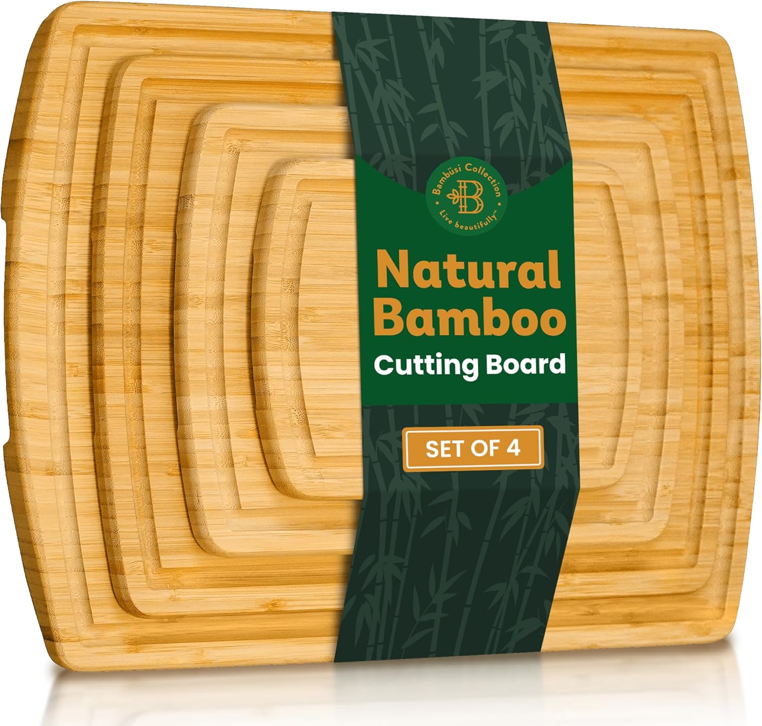 Bamboo Cutting Board Set - 4 Piece Kitchen Chopping Boards