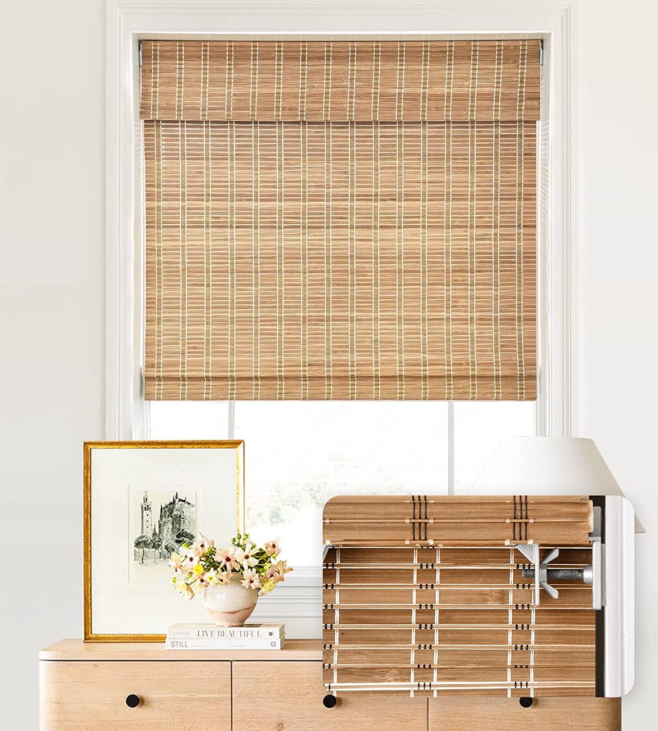 LazBlinds No Tools No Drill Cordless Bamboo Roman Shades Review