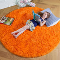Orange Round Circle Rug 5Ft Fluffy Shaggy Area Rug - Soft Plush