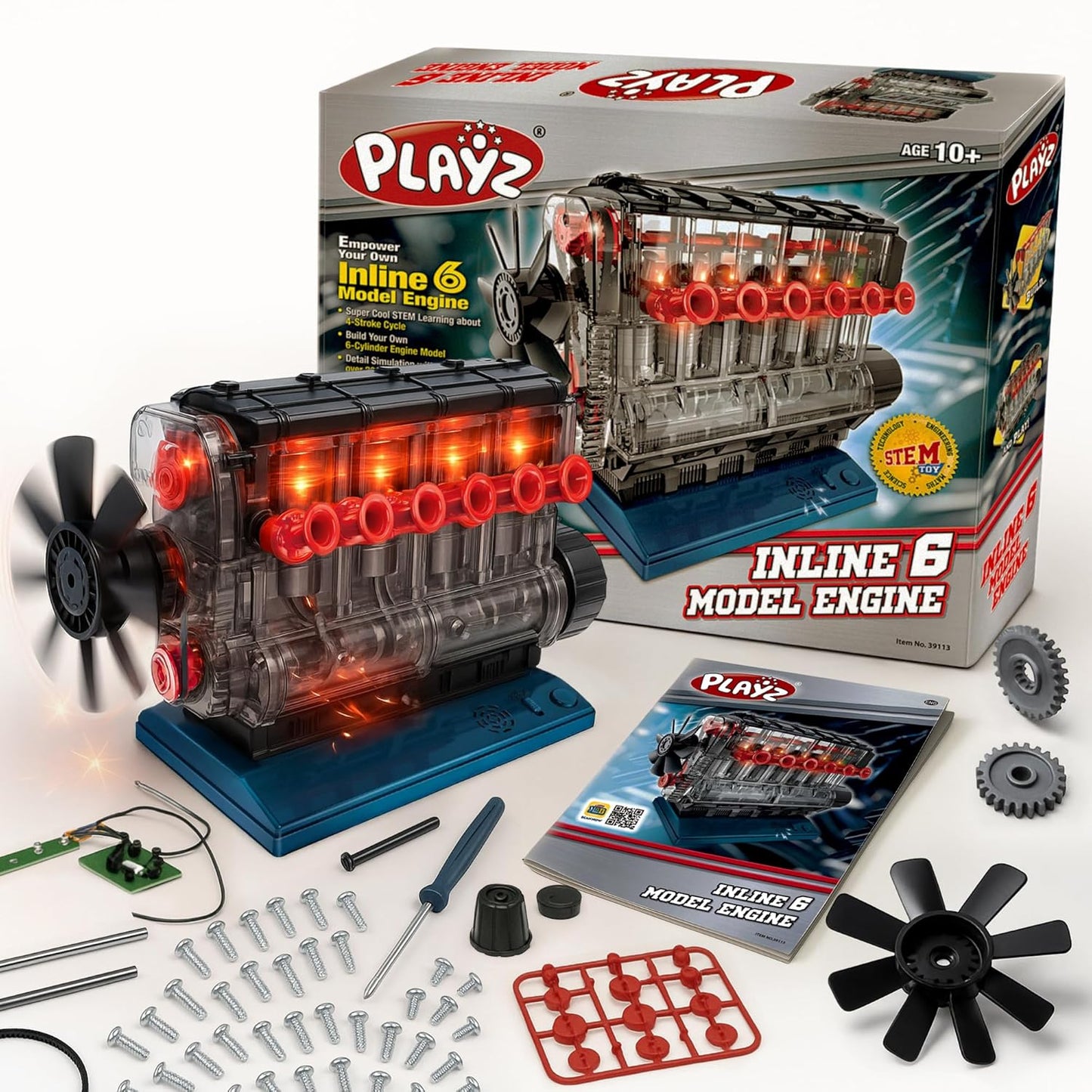 Playz Inline 6 Engine Model Kit - Build Your Own STEM Engine