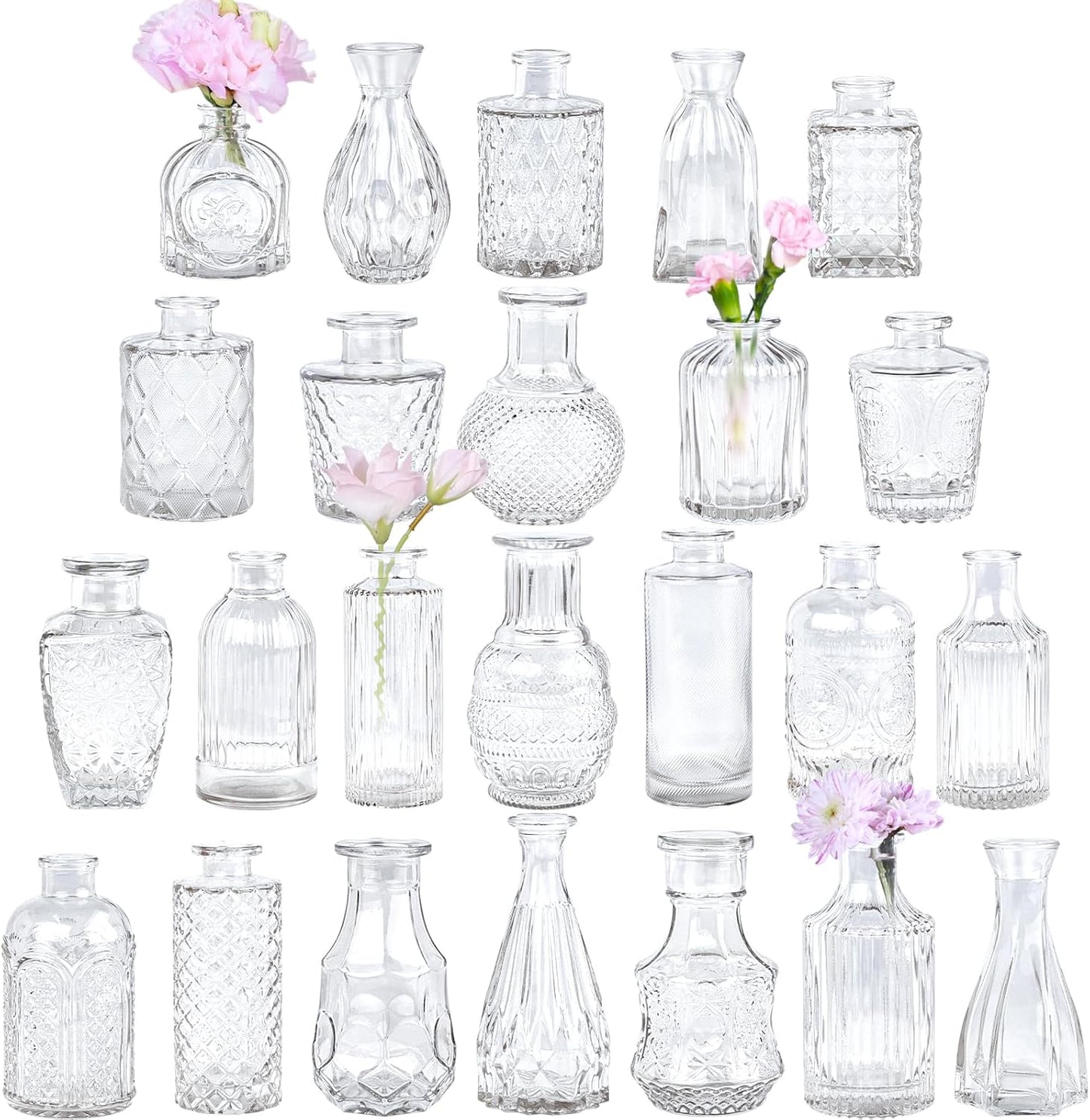 Glass Bud Vase Set of 24 for Centerpieces and Home Decor