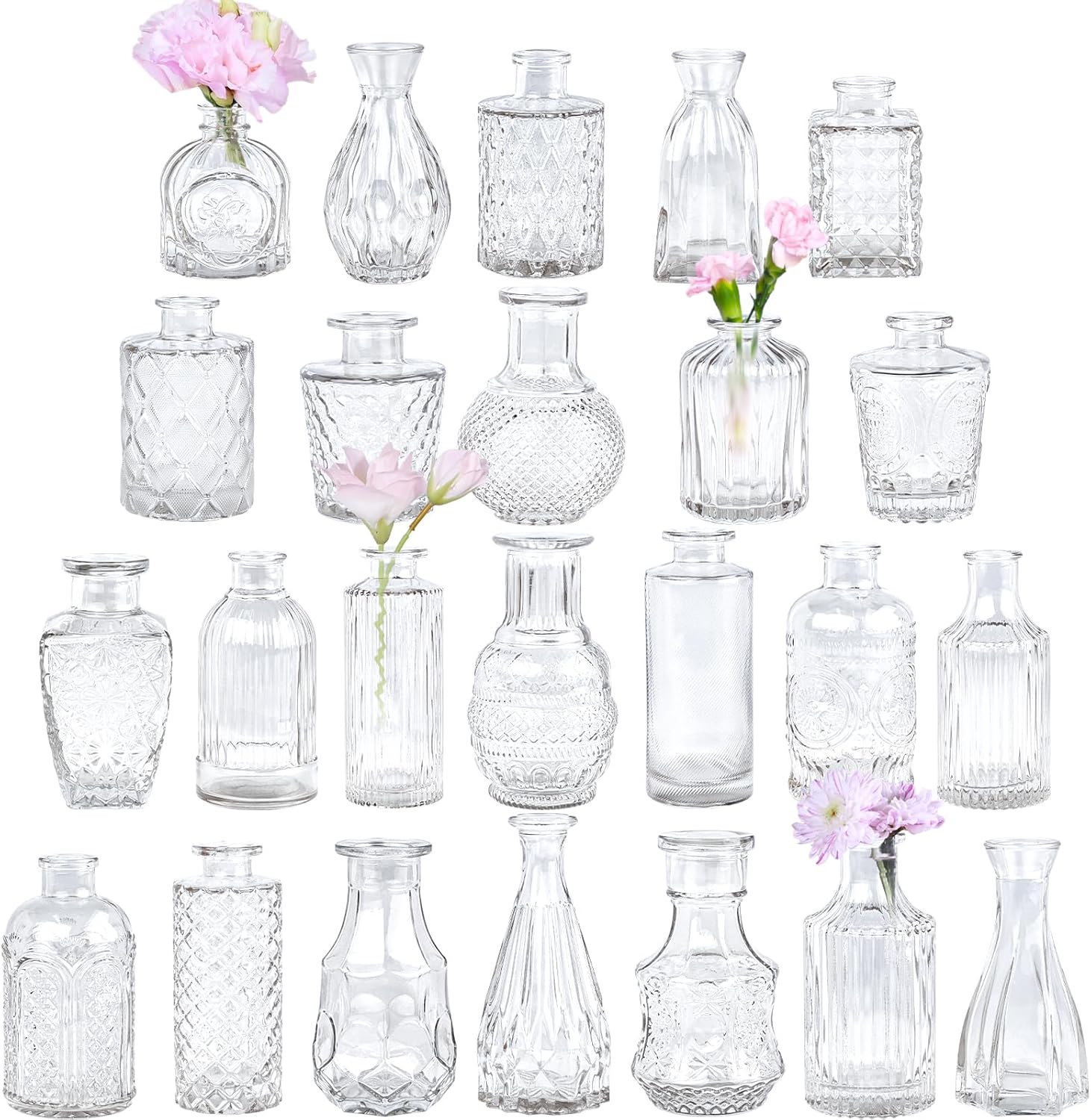 Glass Bud Vase Set of 24 for Centerpieces and Home Decor