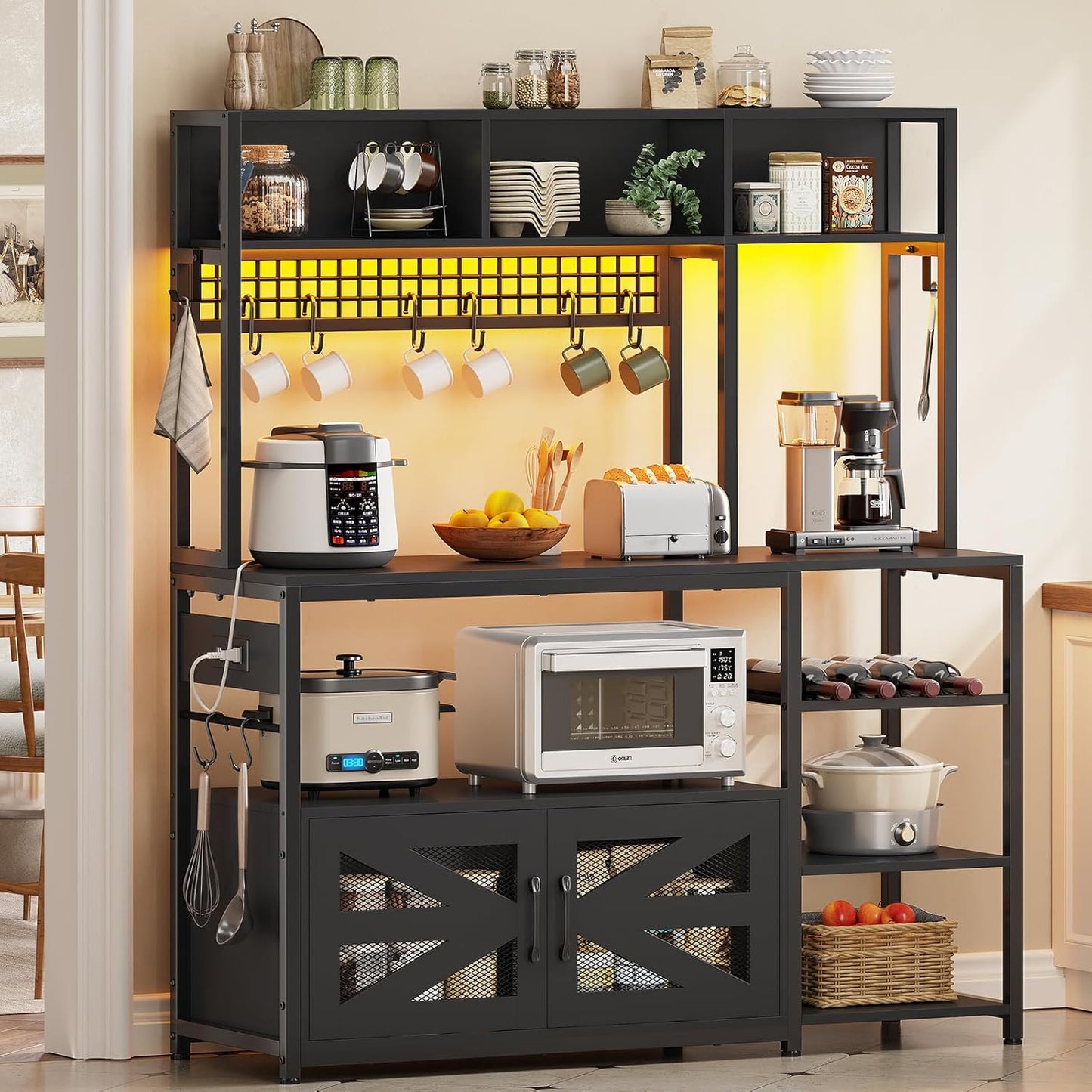 Itaar 47.2 Bakers Rack: Farmhouse Charm w/ Power Outlet