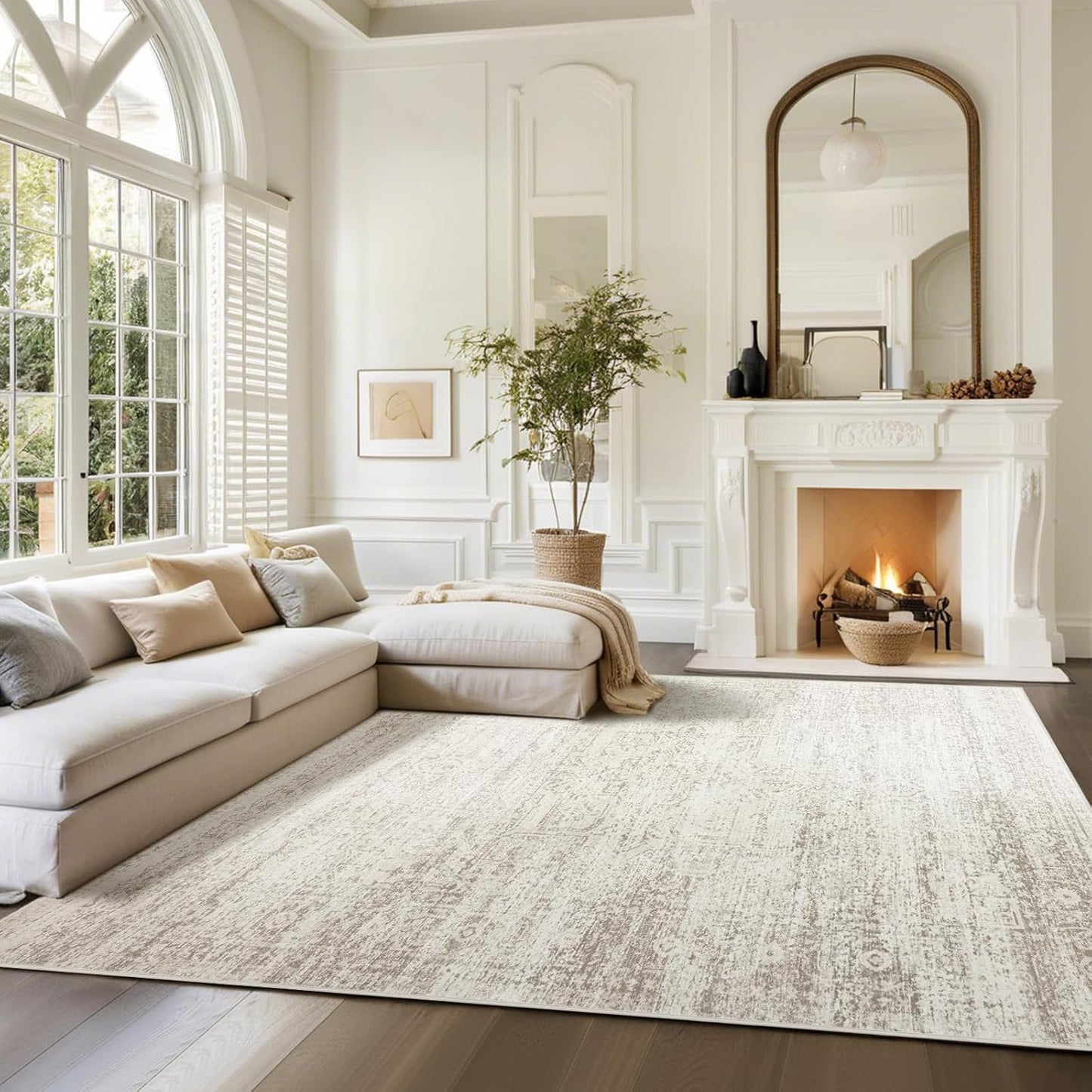Soft Washable 8x10 Retro Rug - Non-Slip & Low Pile
