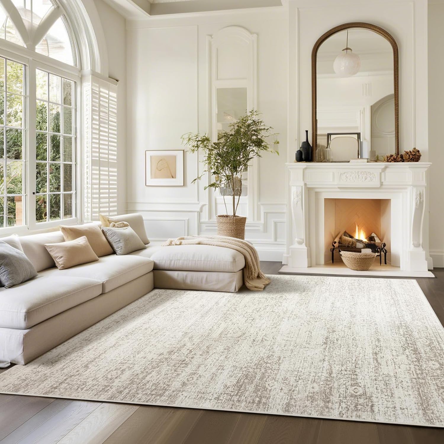 Soft Washable 8x10 Retro Rug - Non-Slip & Low Pile
