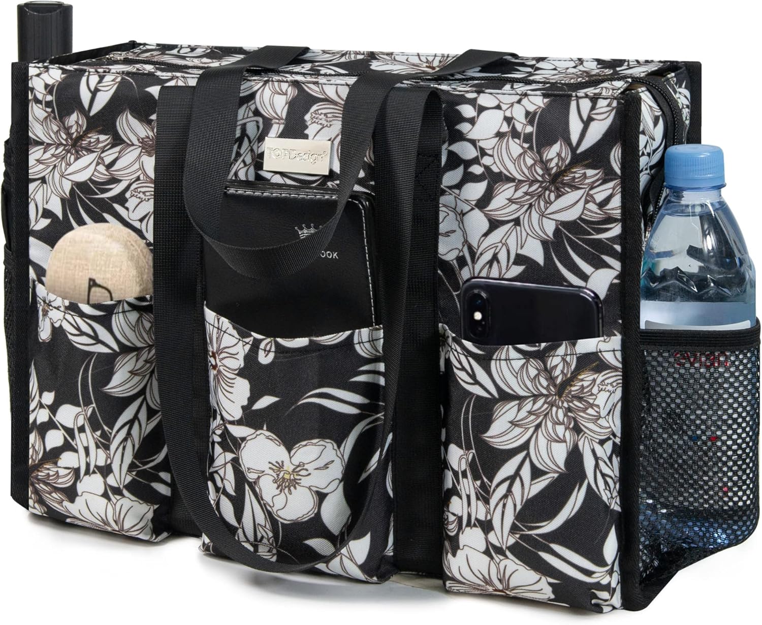 Utility Water Resistant Tote Bag with 13 Pockets for Women