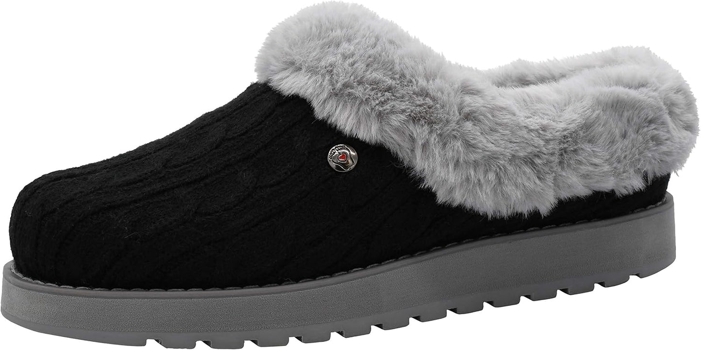 Skechers Women's Ice Angel Slipper - Cozy Cable Knit Comfort