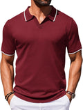 Mens Polo Shirt Short Sleeve Vintage Golf Style - Cool Knit