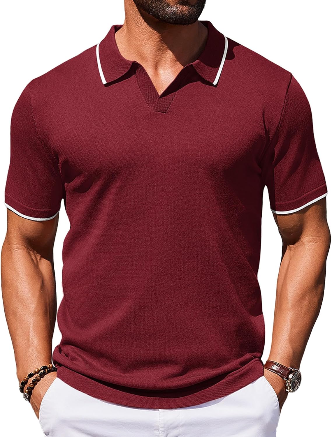 COOFANDY Mens Polo Shirts Short Sleeve Vintage Golf T Shirts