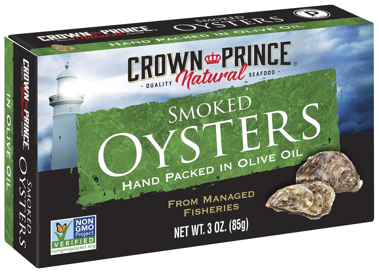 Crown Prince Natural Smoked Oysters in Olive Oil, 18 Cans