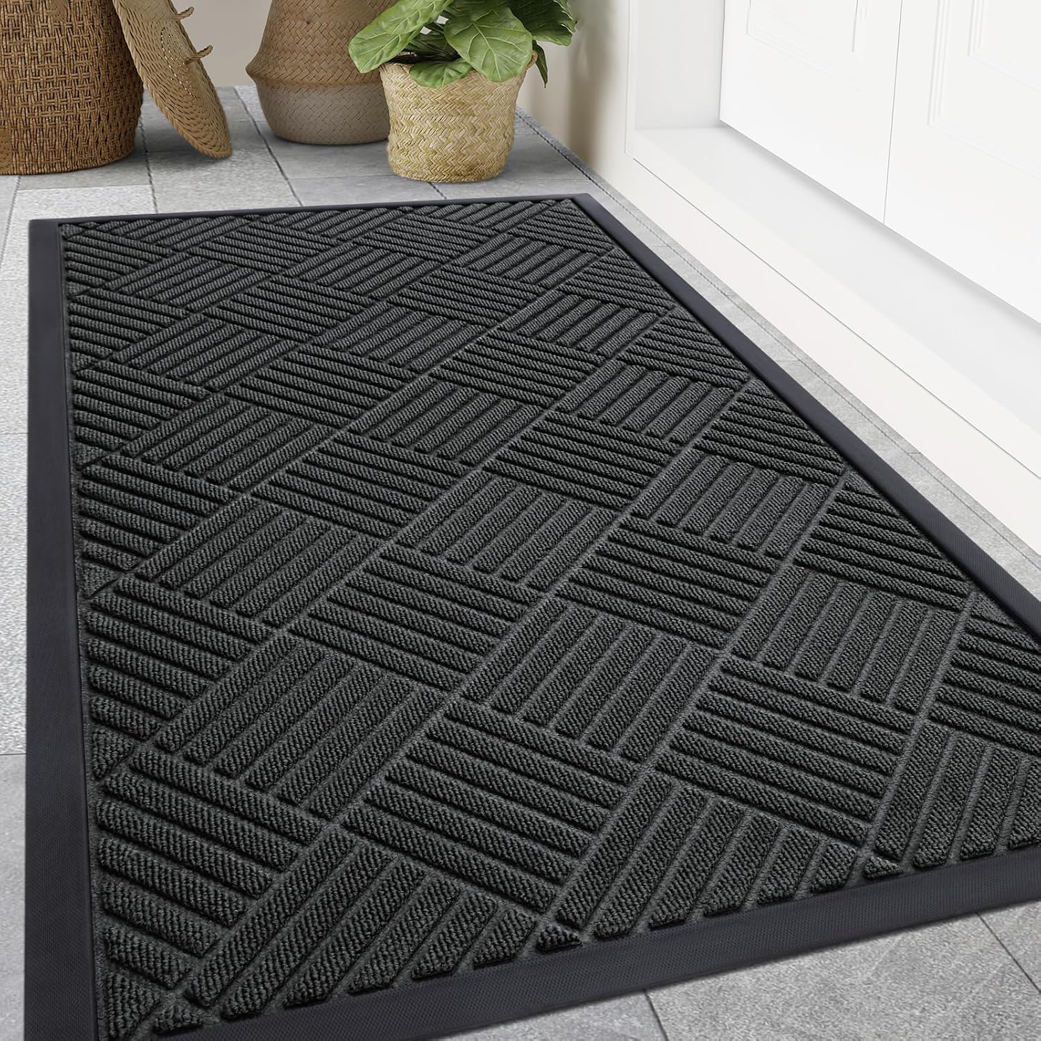 Smiry Heavy Duty Outdoor Indoor Natural Rubber Doormat 47x32