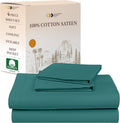 100% Cotton Sateen Queen Sheets - Soft, Breathable Teal
