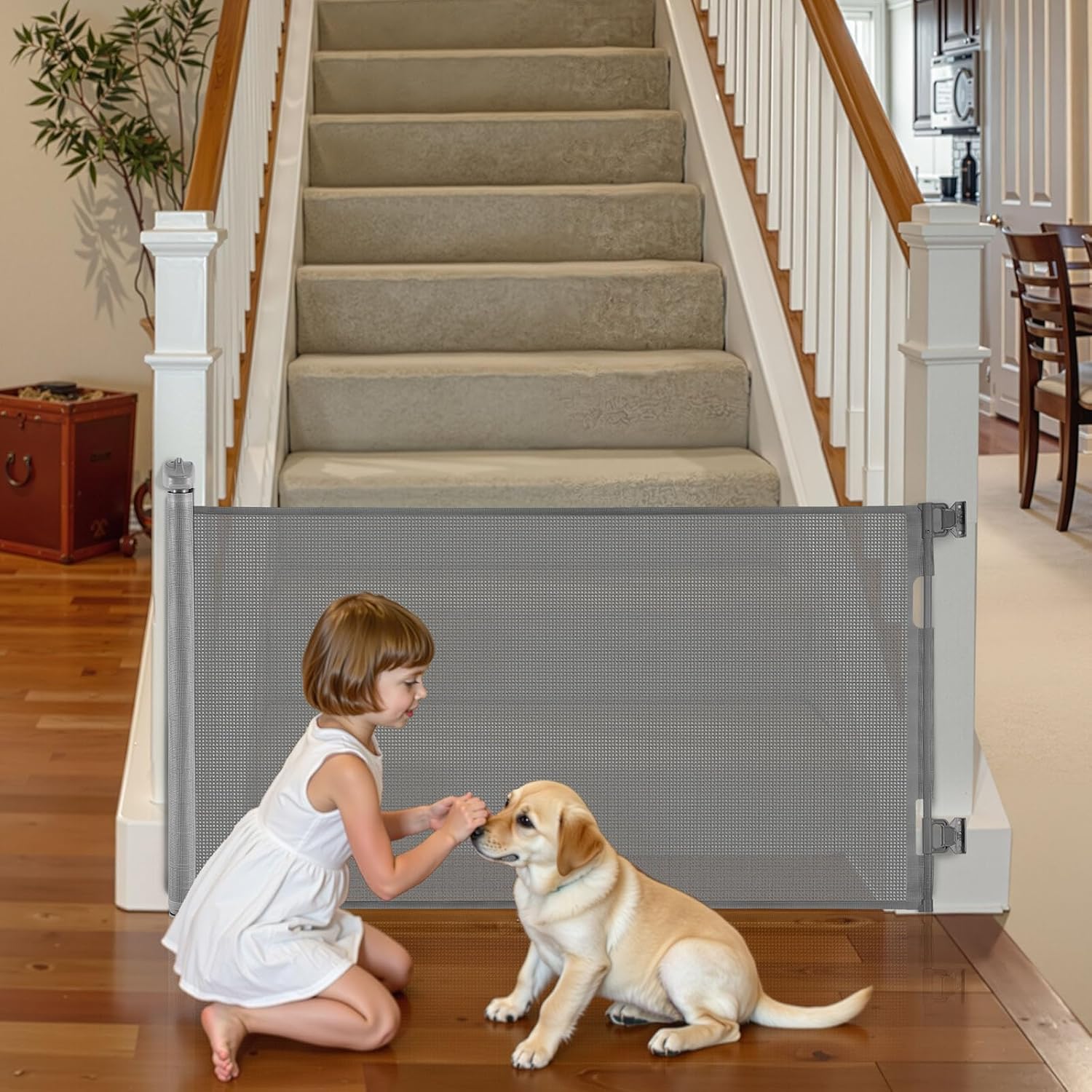 VEVOR Retractable Baby Gate for Pets and Toddlers, 56.3 in Wide