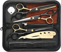 Professional Black Gold Hair Scissors 6.89in Thinning & Straight Set