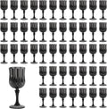 48PCS 7oz Black Plastic Wine Glasses Flutes - Unbreakable Party Set