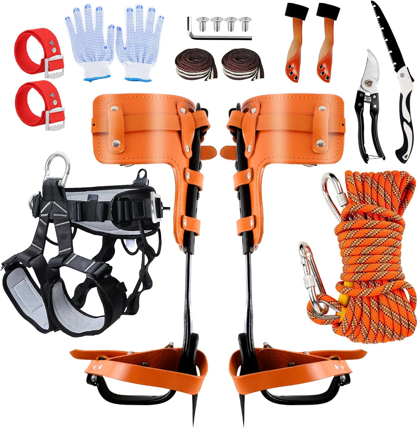 Adjustable Tree Climbing Spikes Set - Arborist Gear with Protection Belt