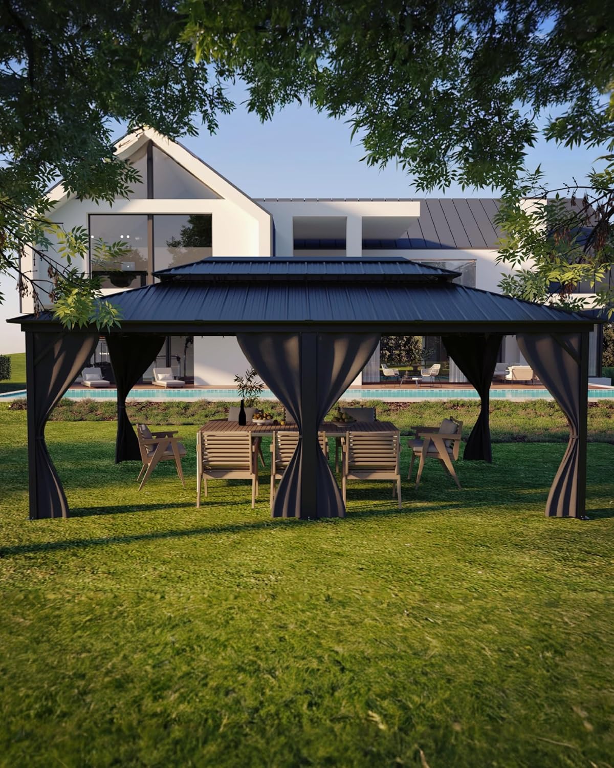 Durable Hardtop Gazebo 12 ft x 20 ft for All Weather Use