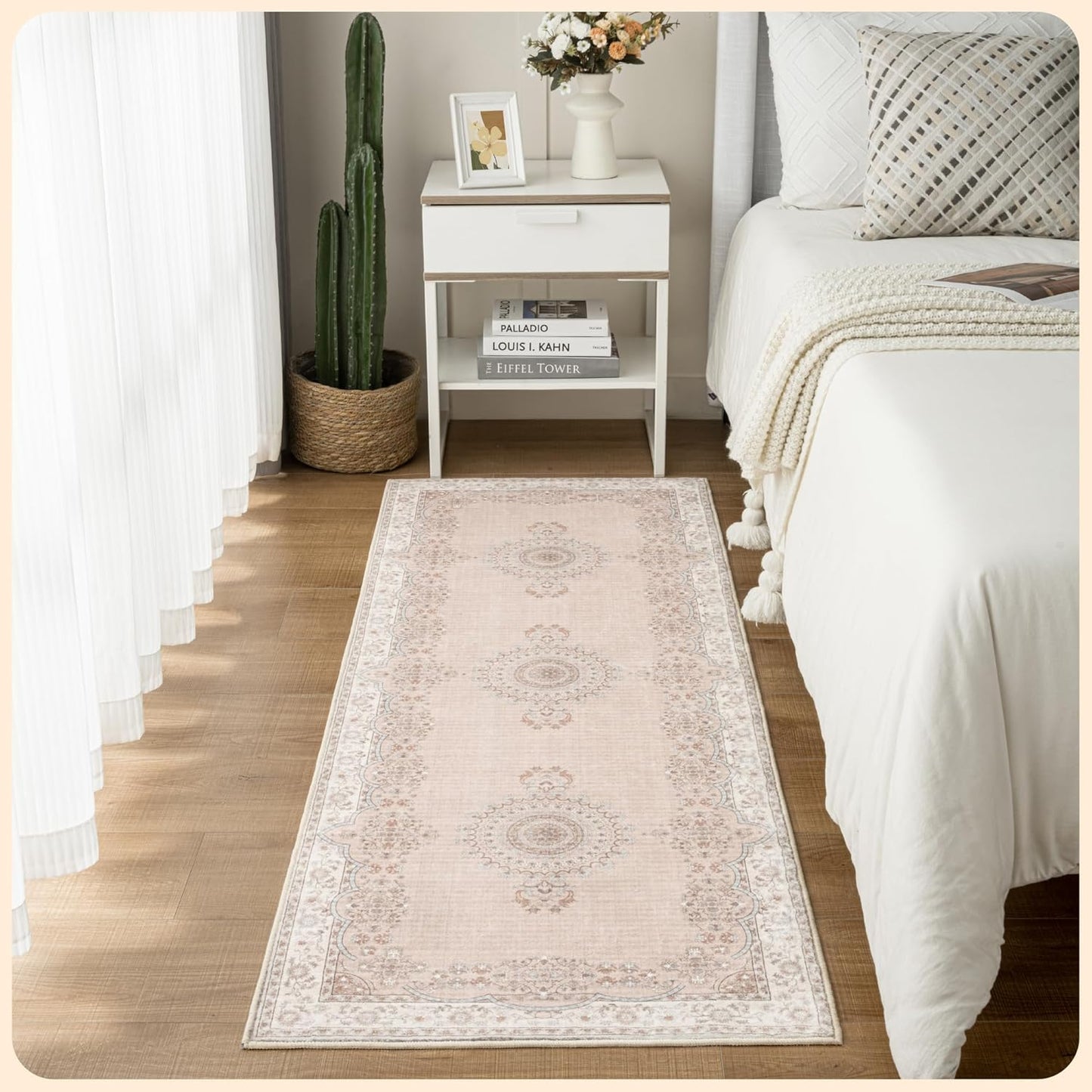 Istana Hallway Runner Rug 2x8 - Stylish Non Slip Beige Runner