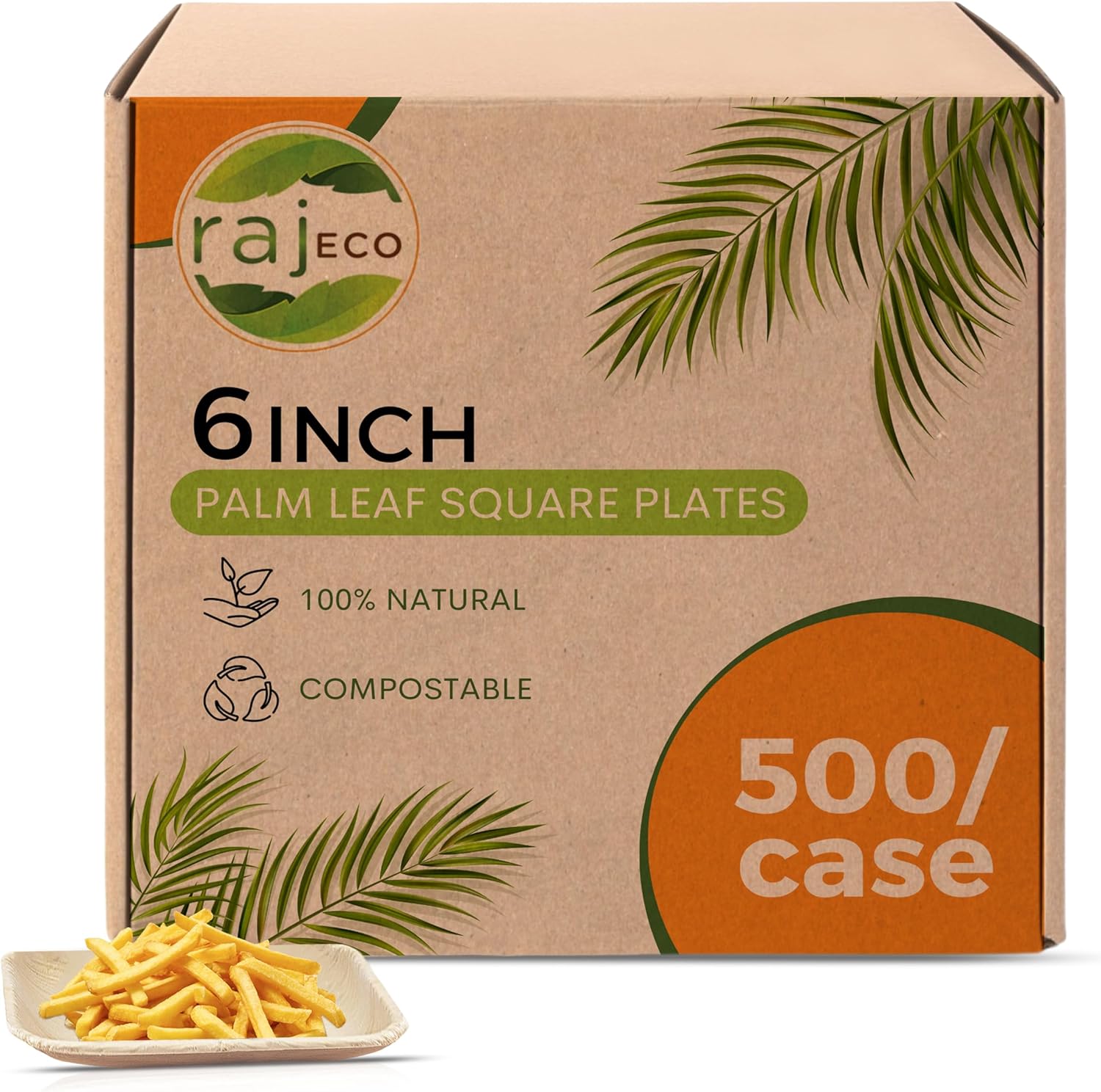 Raj Palm Leaf Plates Bulk 50-Pack for Eco-Friendly Dining
