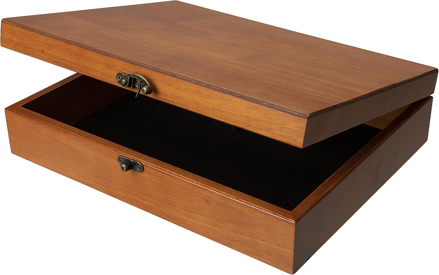 Old World Wooden Box with Brass Latch for Keepsake Storage