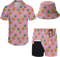 Mens 2 Piece Tracksuit Hawaiian Button Down Shirt and Compression