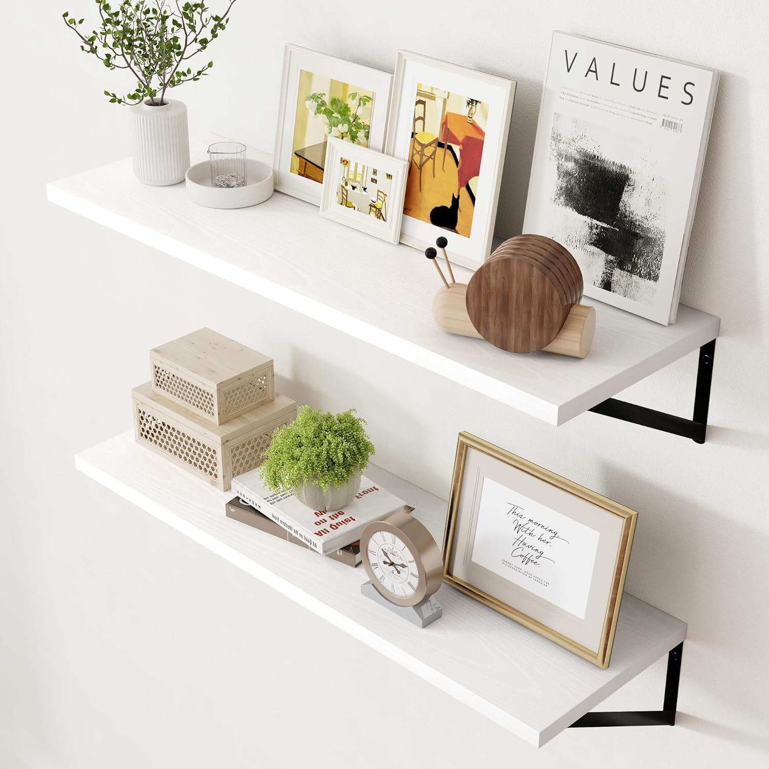 Deep Floating Shelves for Wall - Rustic Wood Storage Solution