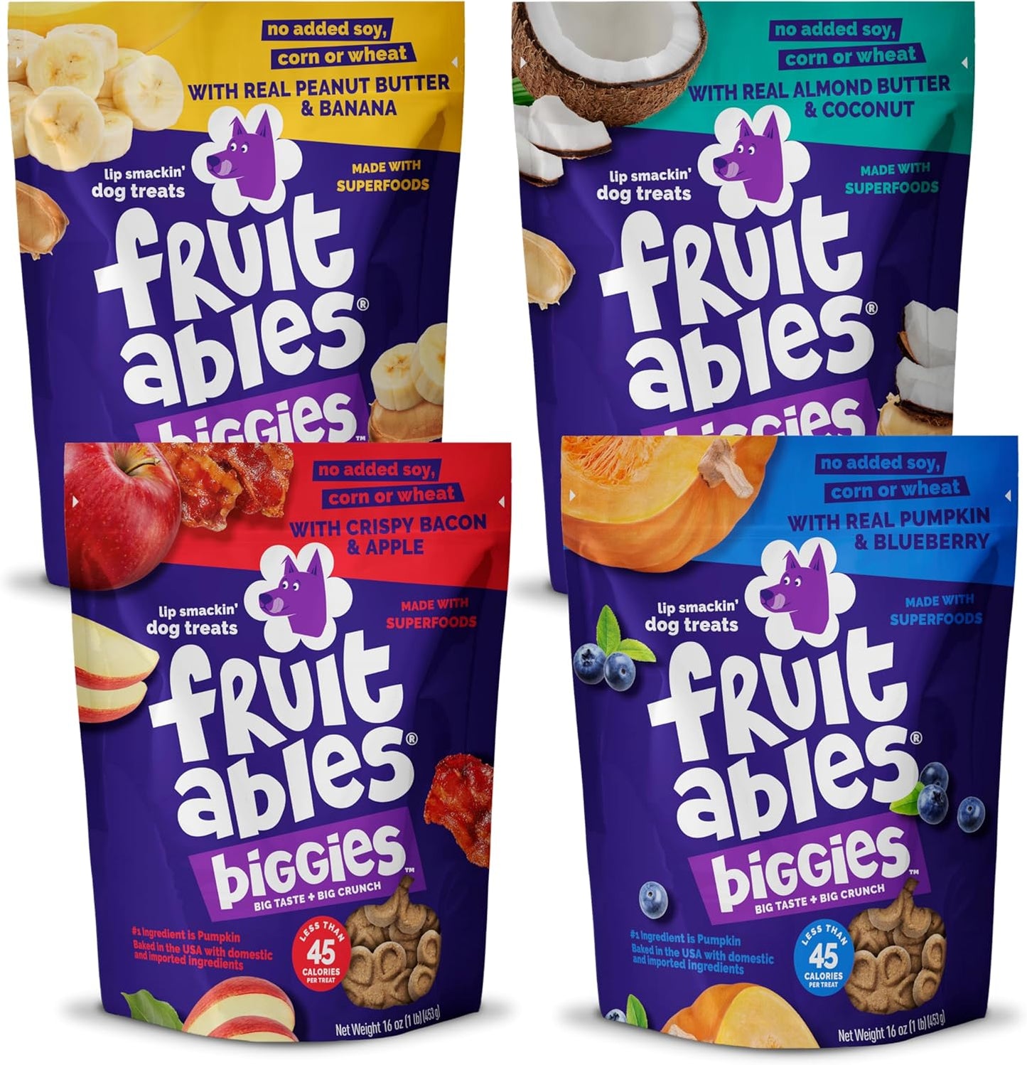 Fruitables Biggies Dog Treats Variety Pack for Big Taste Lovers