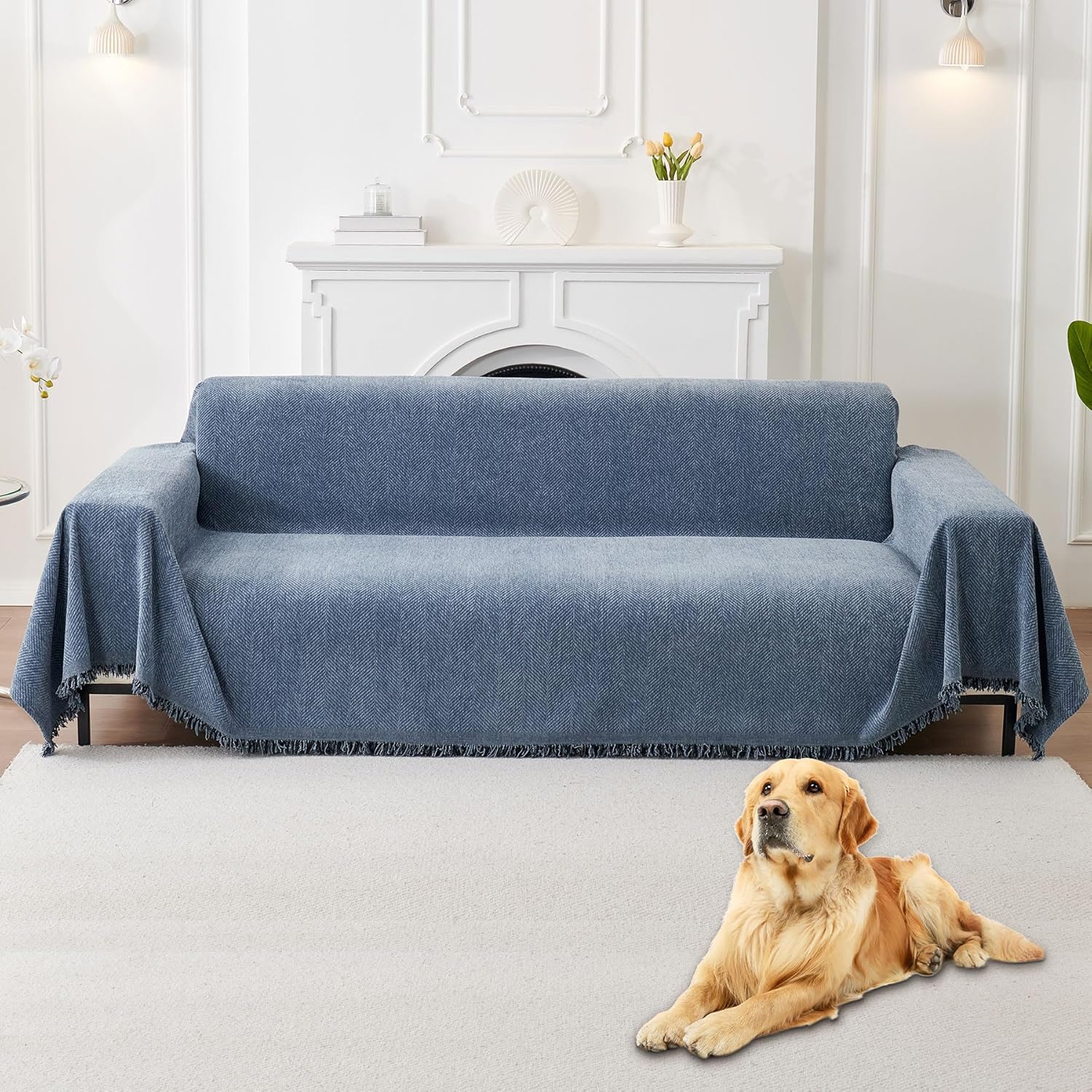 HAOMAIJIA Non Slip Couch Cover for 2 Cushion Sofa Protection