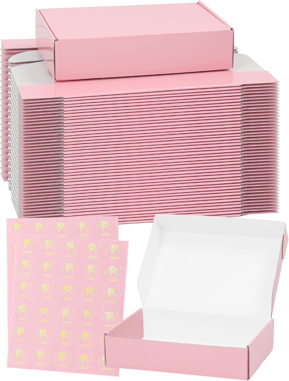 Shipping Boxes 9x6x2 Inch Set of 45 Cute Pink Corrugated Boxes