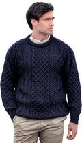 Aran Crafts Irish Soft Cable Knitted Crew Neck Unisex Sweater