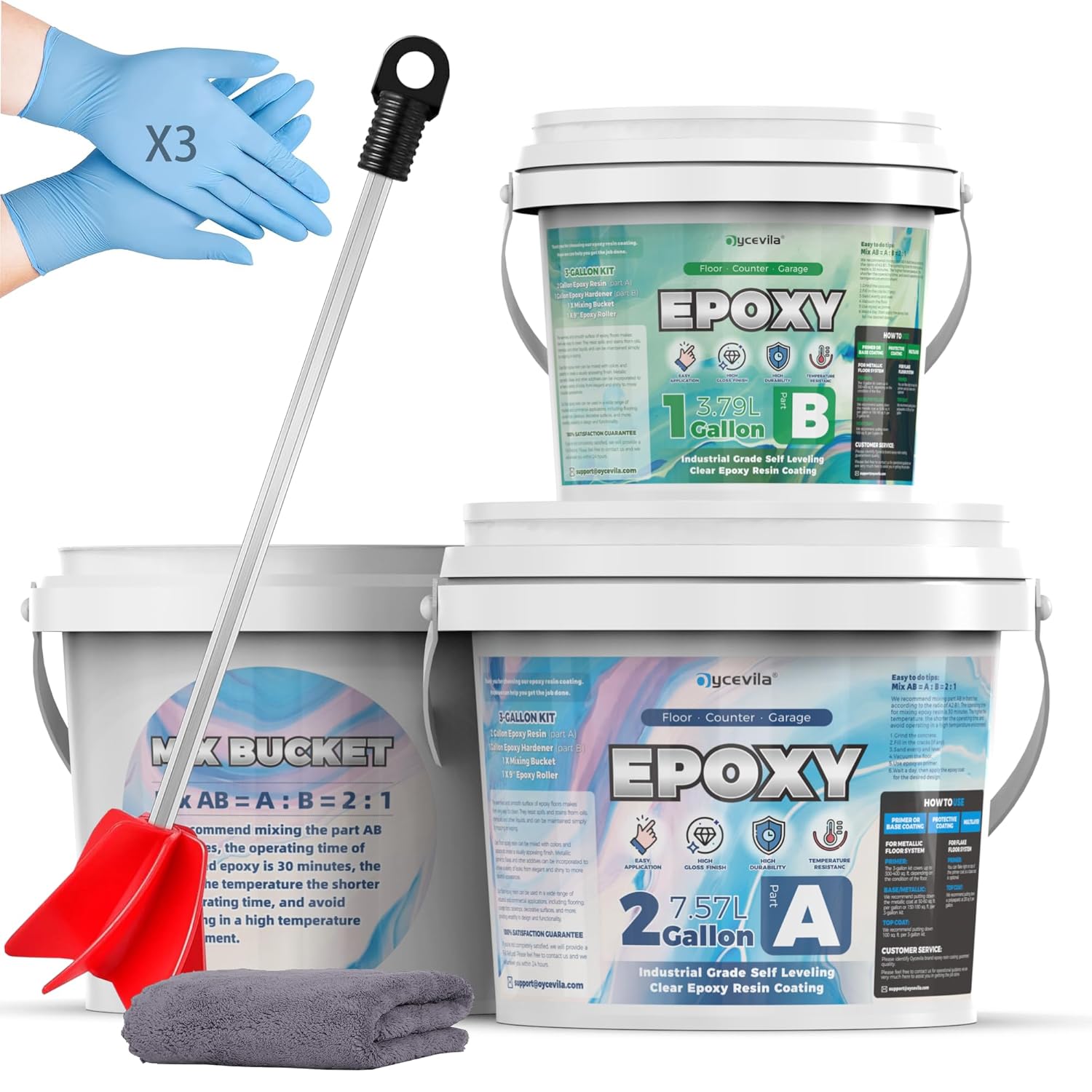 3 Gallon Clear Epoxy Resin Coating Kit for Durable Floors