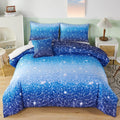 Gradient Aqua Blue Navy Ombre Twin Comforter Set - Glitter Design