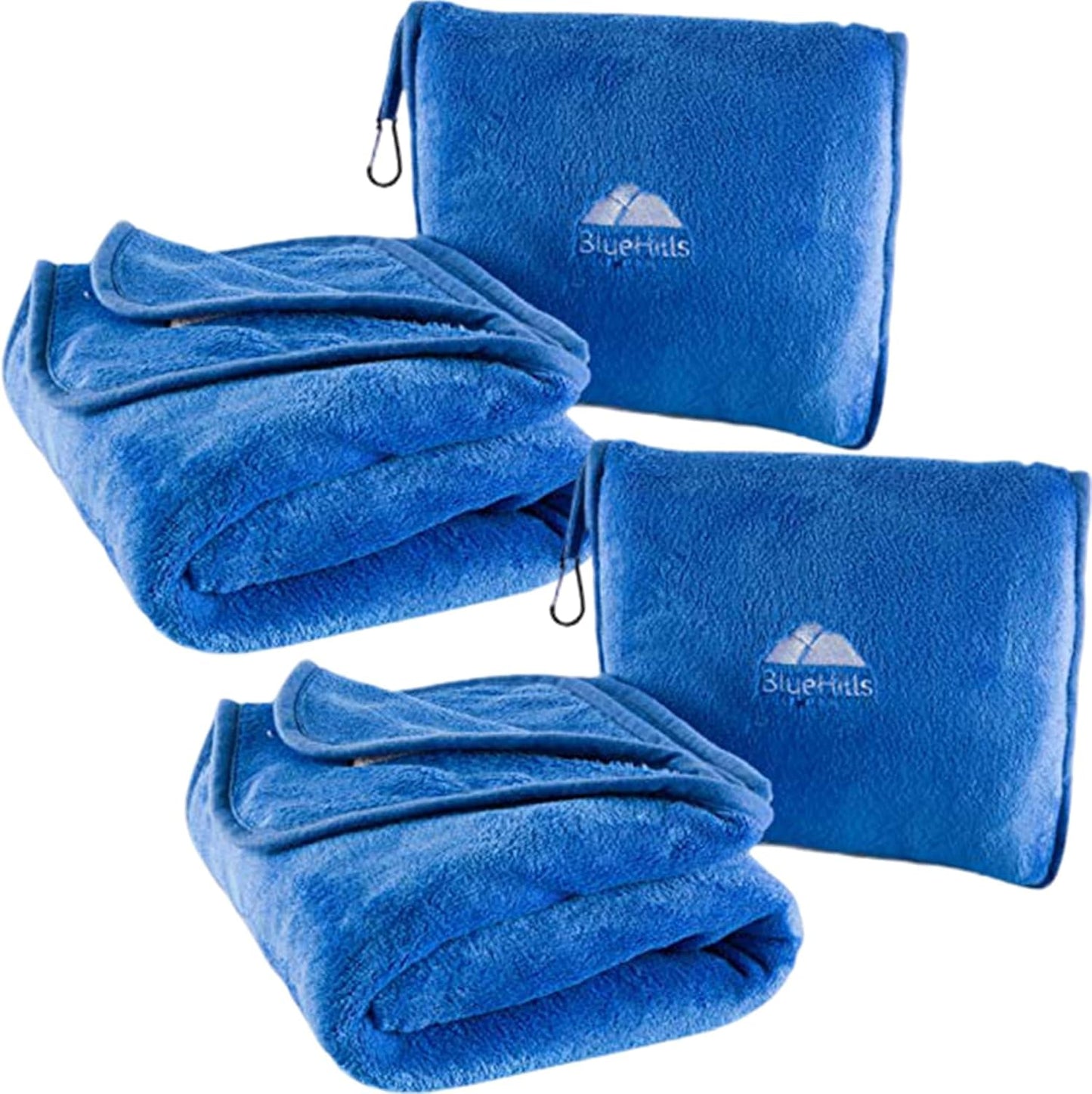 BlueHills 2-Pack Premium Soft Travel Blanket Pillow Set for Comfort