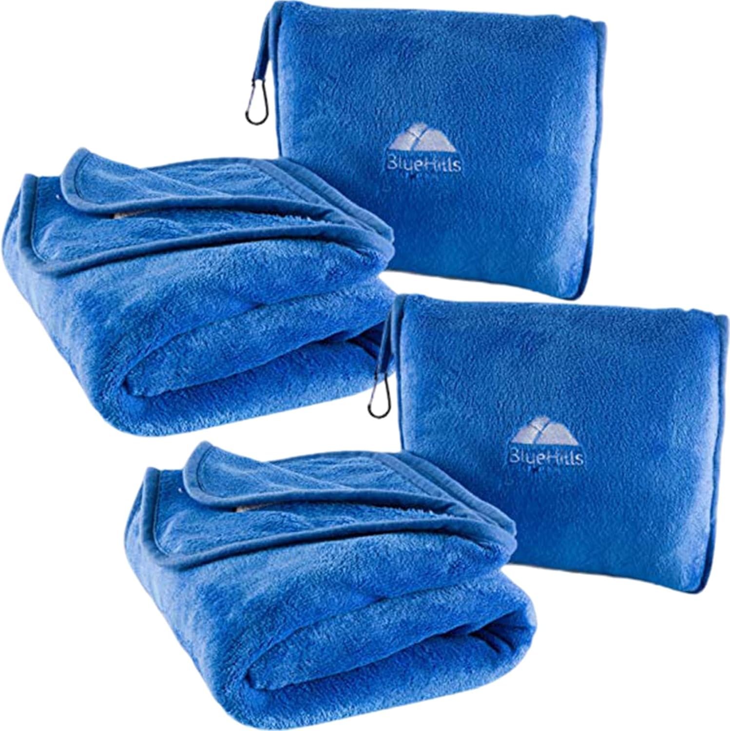 BlueHills 2-Pack Premium Soft Travel Blanket Pillow Set for Comfort