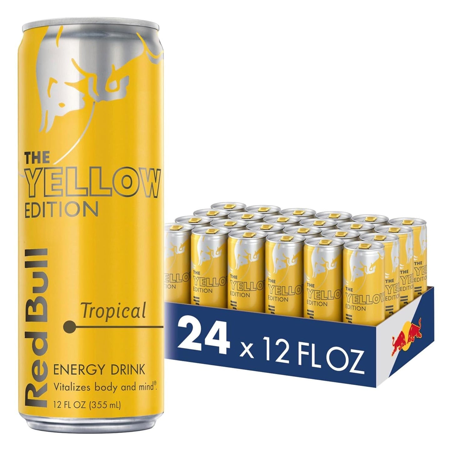 Red Bull Yellow Edition Energy Drink: Tropical Flavor with Caffeine