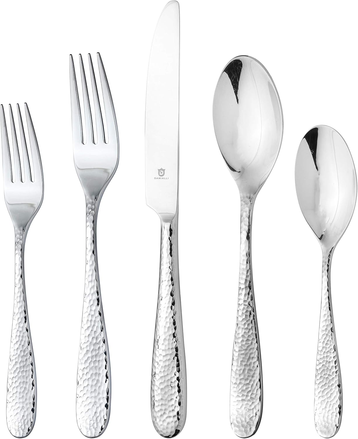 Hammered Silverware Set - Premium 18/10 Stainless Steel Flatware
