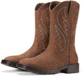 Rollda Cowboy Boots for Men Square Toe Mid-Calf Boots - Classic Fit