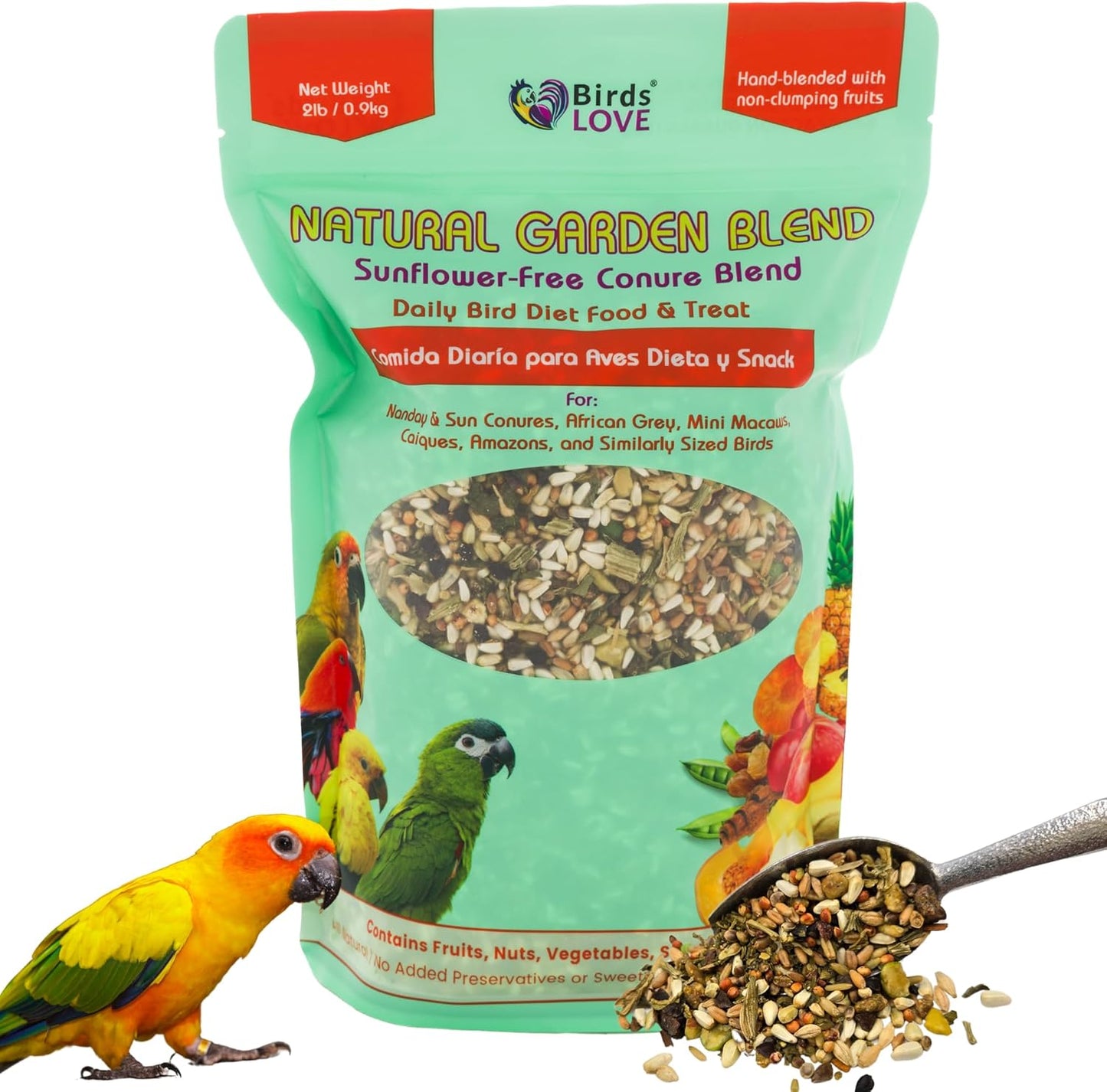 Birds LOVE All Natural Garden Blend Bird Food for Conures 2lb