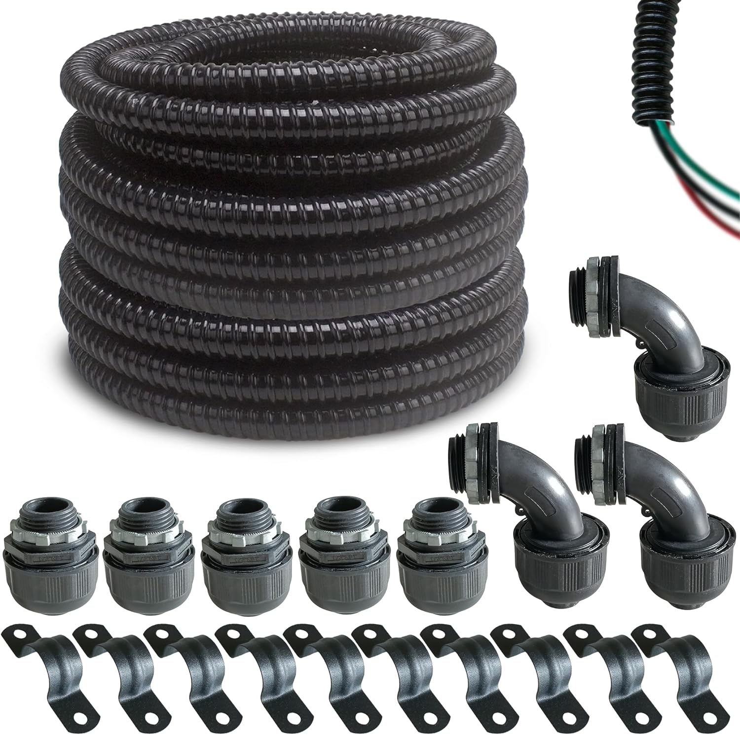 Yariwiz 1/2in Dia 50 Feet Flexible Electrical Conduit Kit