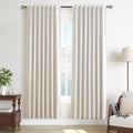 Cream Linen Blackout Curtains 80 in Length 2 Panel Set - Full Blackout