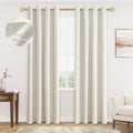 Cream Linen Blackout Curtains 80 Length 2 Panels Set - Room Darkening