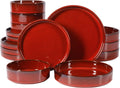 Santorini Mist Terracotta Dinnerware Set Service for Four - Garnet Red