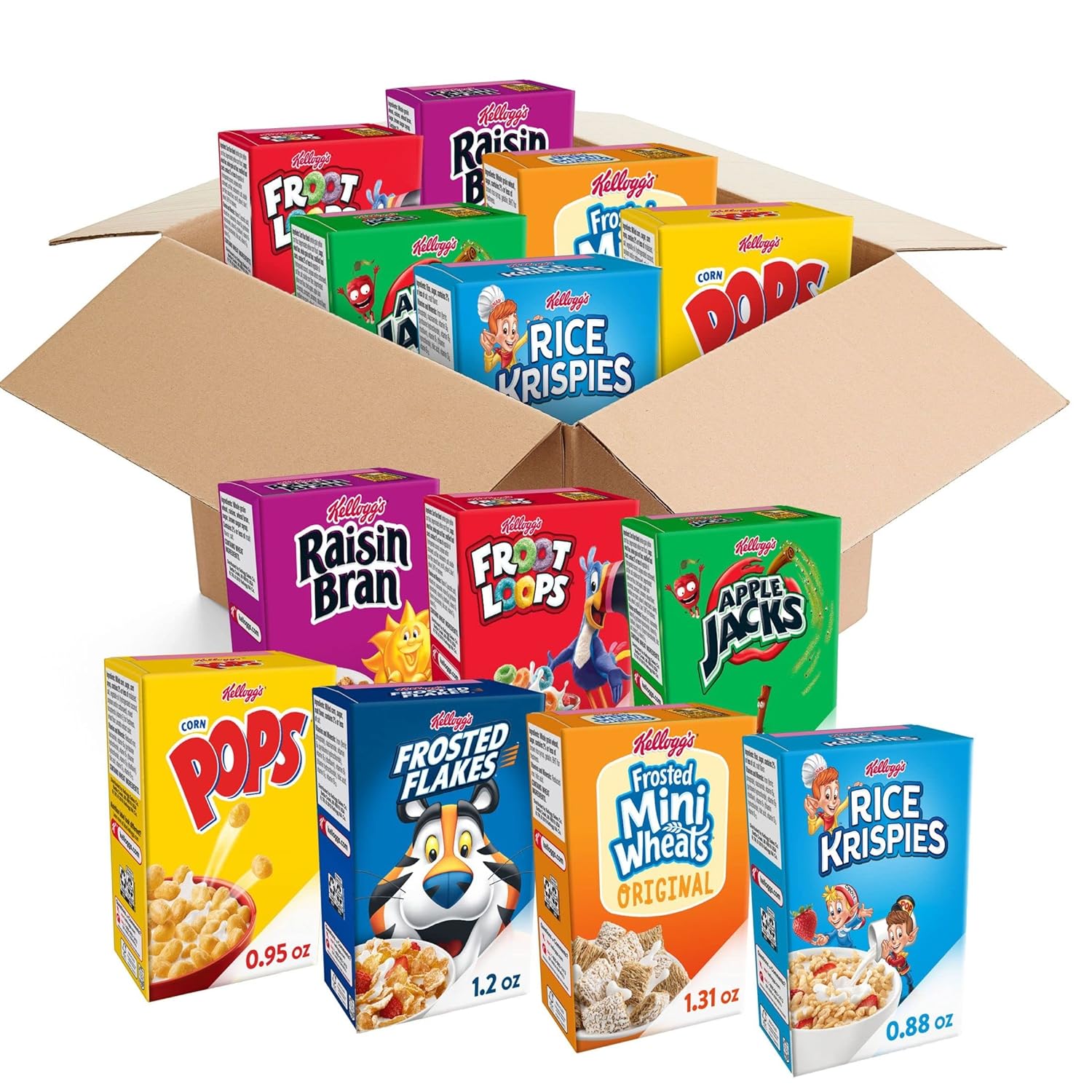 Kellogg's Cold Breakfast Cereal Variety Pack for Kids and Adults