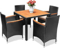 Flamaker 5 Piece Patio Dining Set Outdoor Acacia Wood Table and Chairs