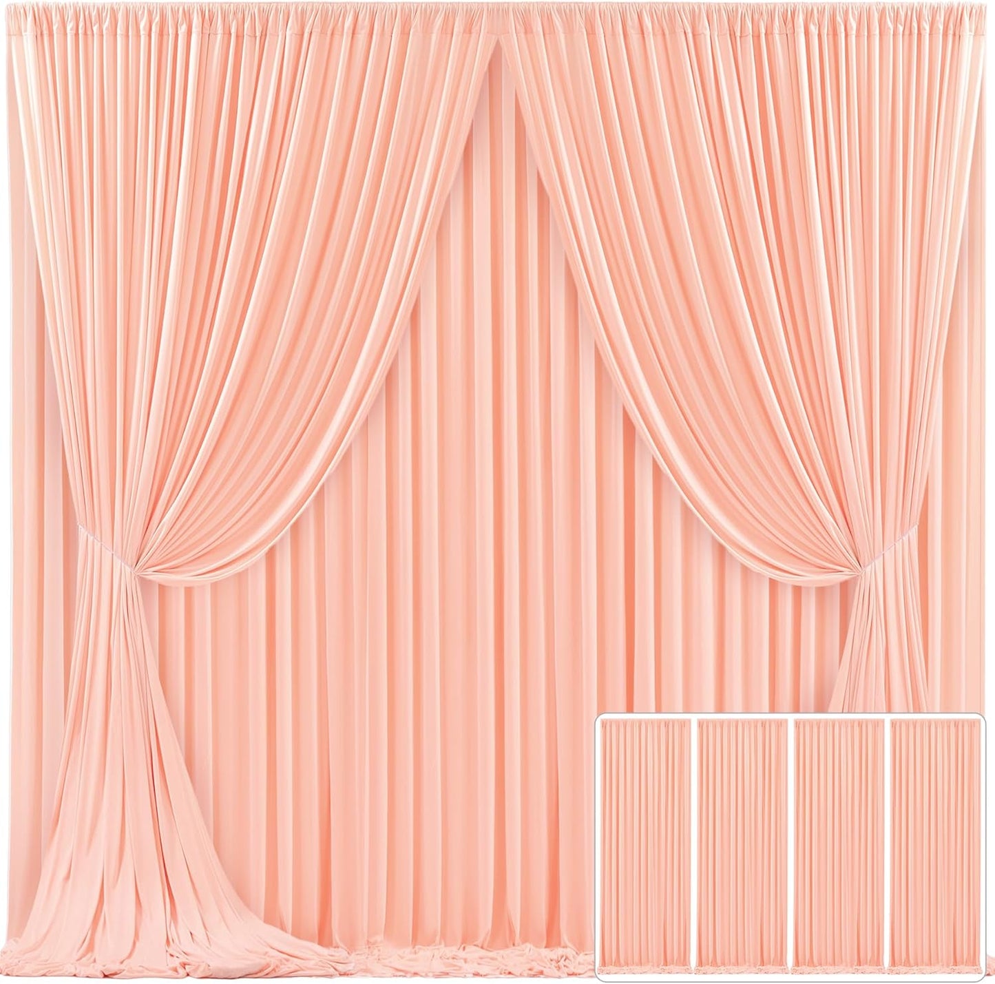 4 Panels Peach Backdrop Curtain for Parties and Events