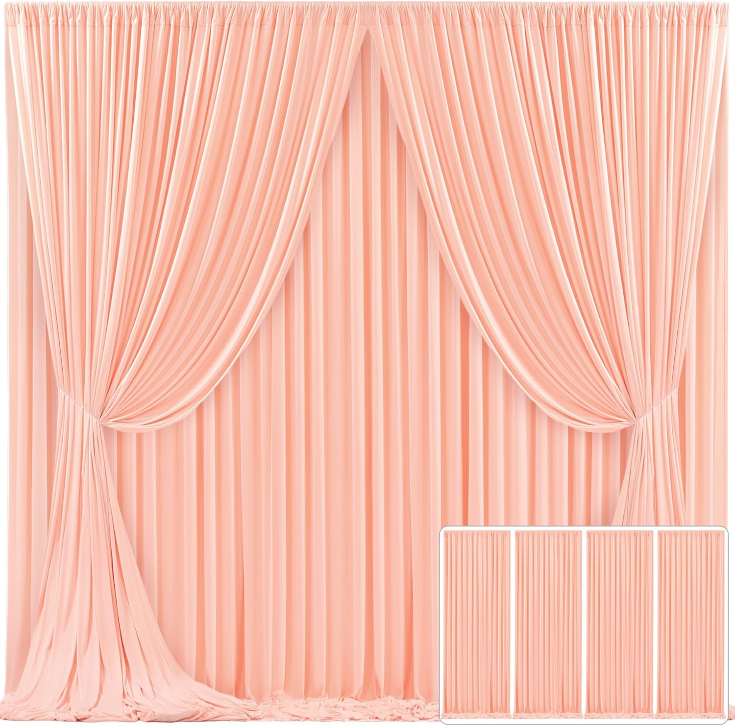 4 Panels Peach Backdrop Curtain for Parties and Events